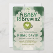 A Baby Is Brewing Green Tea Matcha Baby Shower 招待状 (正面)