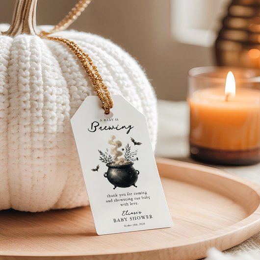 'a Baby is Brewing' Halloween Baby Shower Favor ギフトタグ