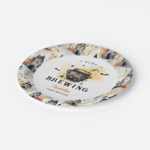 A Baby is Brewing Halloween Cauldron Baby Shower ペーパープレート (アングル)