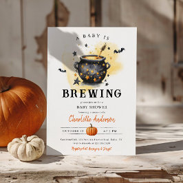 A Baby is Brewing Halloween Cauldron Baby Shower 招待状