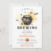 A Baby is Brewing Halloween Cauldron Baby Shower 招待状 (正面)