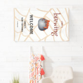 A Baby is Brewing Halloween Welcome Baby Shower 横断幕 (インサイチュ)