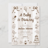 A Baby is Brewing Hand Drawn French Baby Shower 招待状 (正面)