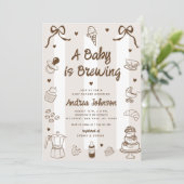 A Baby is Brewing Hand Drawn French Baby Shower 招待状 (スタンド正面)