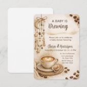 A Baby is Brewing Neutral Coffee Baby Shower 招待状 (正面/裏面)