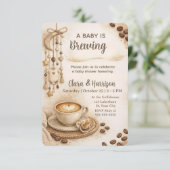 A Baby is Brewing Neutral Coffee Baby Shower 招待状 (スタンド正面)