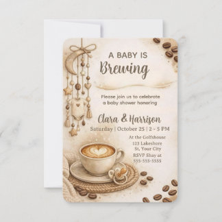 A Baby is Brewing Neutral Coffee Baby Shower 招待状