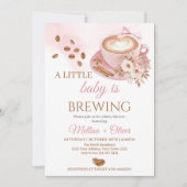 A Baby Is Brewing Oh Baby Coffee Beans Baby Shower 招待状 (正面)