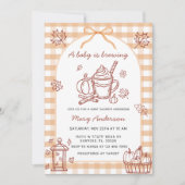 A Baby is Brewing Pumpkin Spice Bow Baby Shower 招待状 (正面)