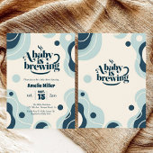 A Baby is Brewing Retro Blue Coffee Baby Shower 招待状