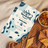 A Baby is Brewing Retro Blue Coffee Baby Shower 招待状