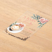 A Baby is Brewing Romantic Coffee Baby Shower アクリル招待状 (レイダウン)