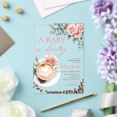 A Baby is Brewing Romantic Coffee Baby Shower アクリル招待状 (インサイチュ (ウェディング))