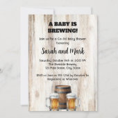 A Baby is Brewing Rustic Co-Ed Baby Shower 招待状 (正面)