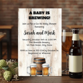 A Baby is Brewing Rustic Co-Ed Baby Shower 招待状