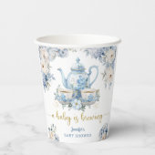 A Baby Is Brewing Tea Baby Shower Boy Floral 紙コップ (裏面)