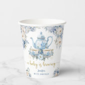 A Baby Is Brewing Tea Baby Shower Boy Floral 紙コップ (正面)
