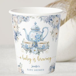 A Baby Is Brewing Tea Baby Shower Boy Floral 紙コップ