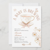 A Baby Is Brewing Tea Party Bow Baby Shower Pastel 招待状 (正面)