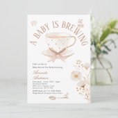 A Baby Is Brewing Tea Party Bow Baby Shower Pastel 招待状 (スタンド正面)