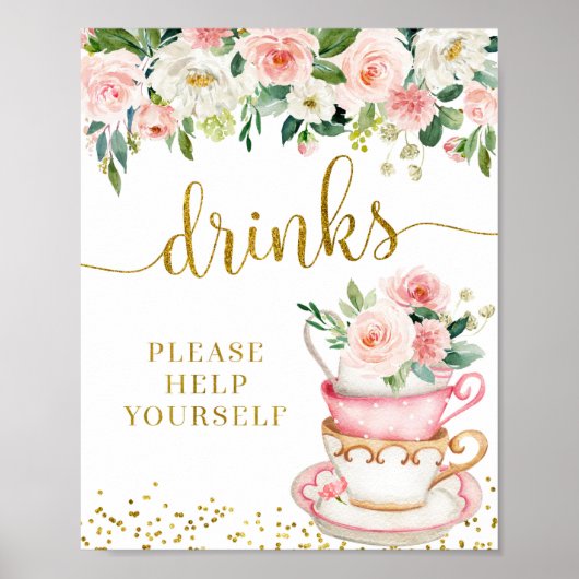 A Baby is Brewing Tea Party Take a Drinks Sign ポスター (正面)