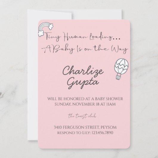 A Baby Is on the Way Baby Shower  招待状 (正面)