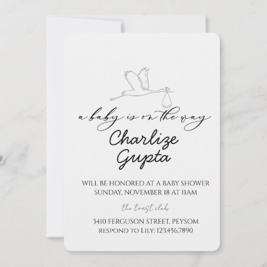 A Baby Is on the Way Baby Shower 招待状 (正面)