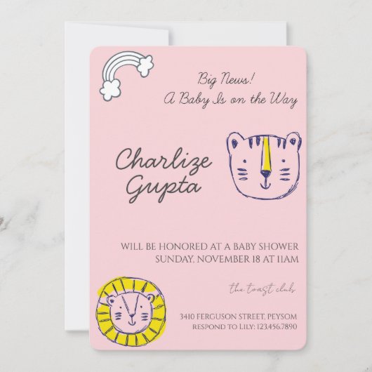 A Baby Is on the Way Baby Shower 招待状 (正面)