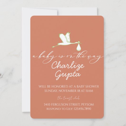 A Baby Is on the Way Baby Shower  招待状 (正面)