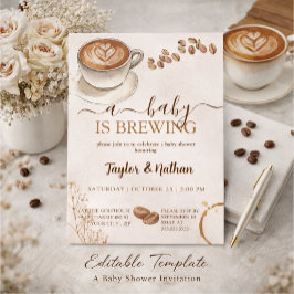 a baby prepares a baby shower invitation 招待状