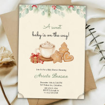 A baby shower invitation with delicate floral