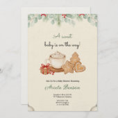 A baby shower invitation with delicate floral 招待状 (正面/裏面)