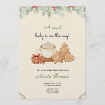 A baby shower invitation with delicate floral