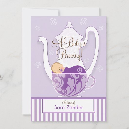 A Baby Shower Teaパーティー- Girl 招待状 (正面)