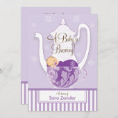 A Baby Shower Teaパーティー- Girl 招待状 (正面/裏面)