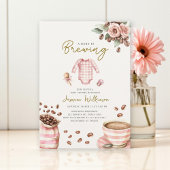 a babys brewing pink baby shower 招待状