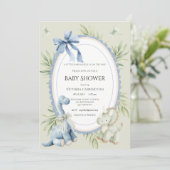 A Babysauraus is on the Way Sage Green Baby 招待状 (スタンド正面)