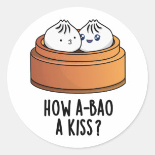 A-baoキスおもしろいDimsum Pun ラウンドシール