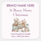 A Beary Merry Christmas | モダンキャンドルラベル スクエアシール (正面)