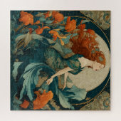 A Beautiful Art Nouveau Mermaid with Red Hair ジグソーパズル (横)