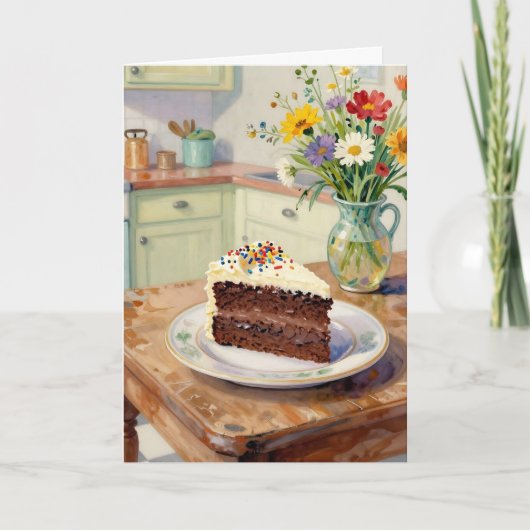 A Beautiful Birthday with Pretty Flowers and Cake カード (正面)