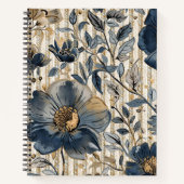 A Beautiful Combination of blue Floral and Pattern ノートブック (正面)