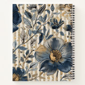 A Beautiful Combination of blue Floral and Pattern ノートブック (裏面)
