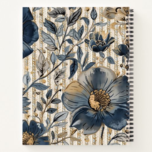 A Beautiful Combination of blue Floral and Pattern ノートブック (裏面)