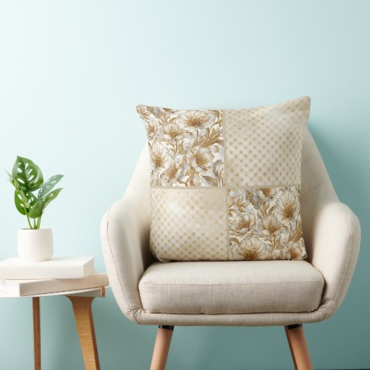 A Beautiful Combination of Flowers ,Gold Dots Art  クッション (椅子)