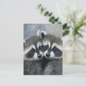 A Beautiful Cute Pair of Raccoon Babies ポストカード (スタンド正面)