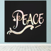 A beautiful, flowing script of the word "Peace" fe キャンバスプリント (インサイチュ (ウッドフロア))