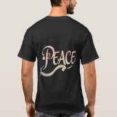 A beautiful, flowing script of the word "Peace" fe Tシャツ (裏面)