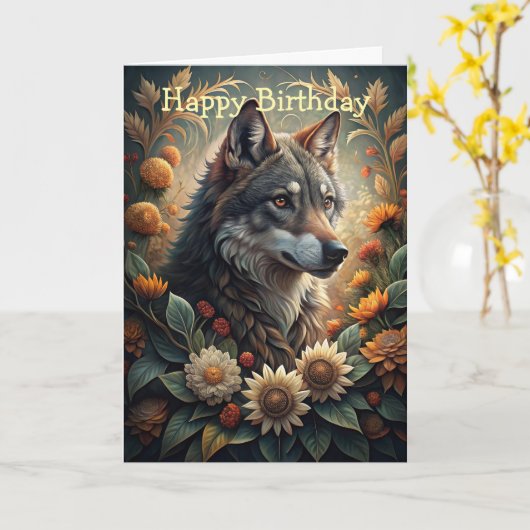 A Beautiful Forest Wolf カード (黄色い花)