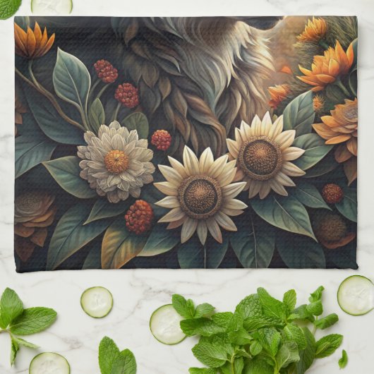 A Beautiful Forest Wolf キッチンタオル (折り畳み)